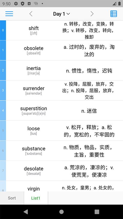 list